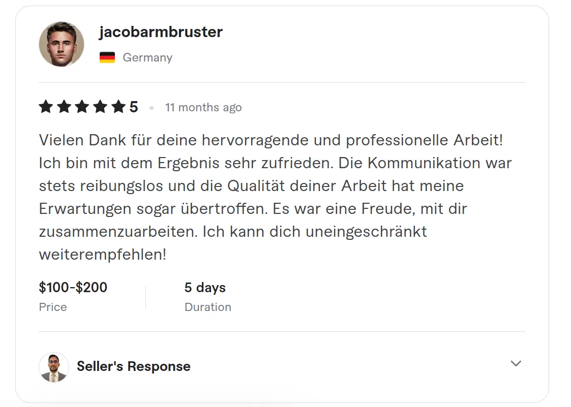 Academic research client feedback